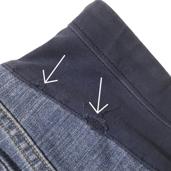 OLD NAVY MATERNITY SHORTS WOMENS 10 BLUE DENIM RAW HEM BELLY WAISTBAND - Picture 8 of 11